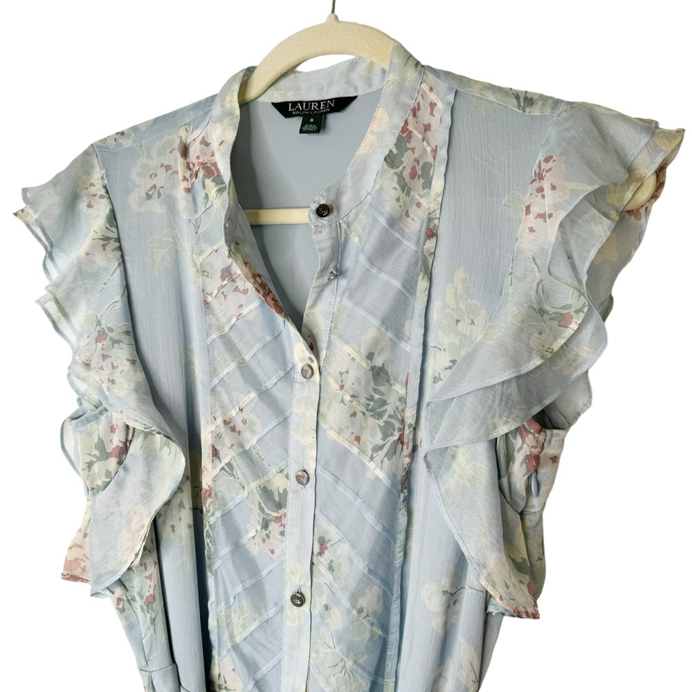 Lauren Ralph Lauren Janevra Chiffon Dress Tiered Size 6 - Picture 7 of 10